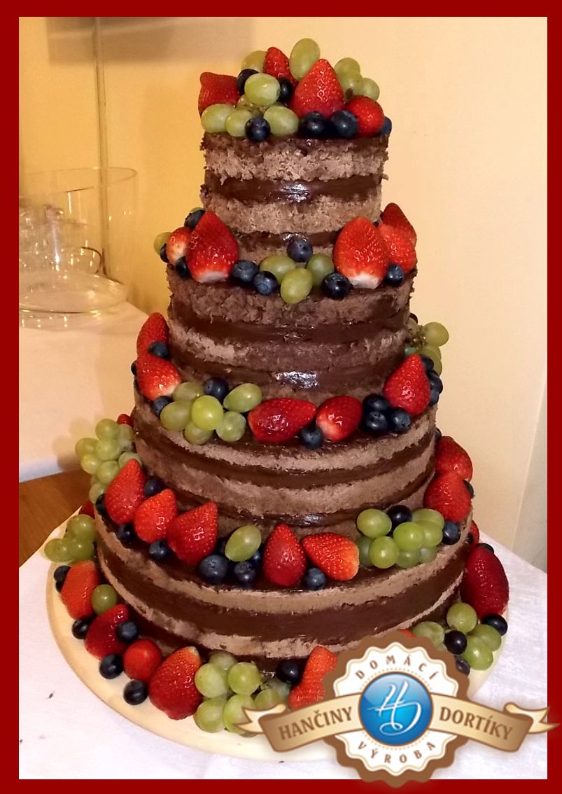 1094 - naked cake čokoládový s ovocem