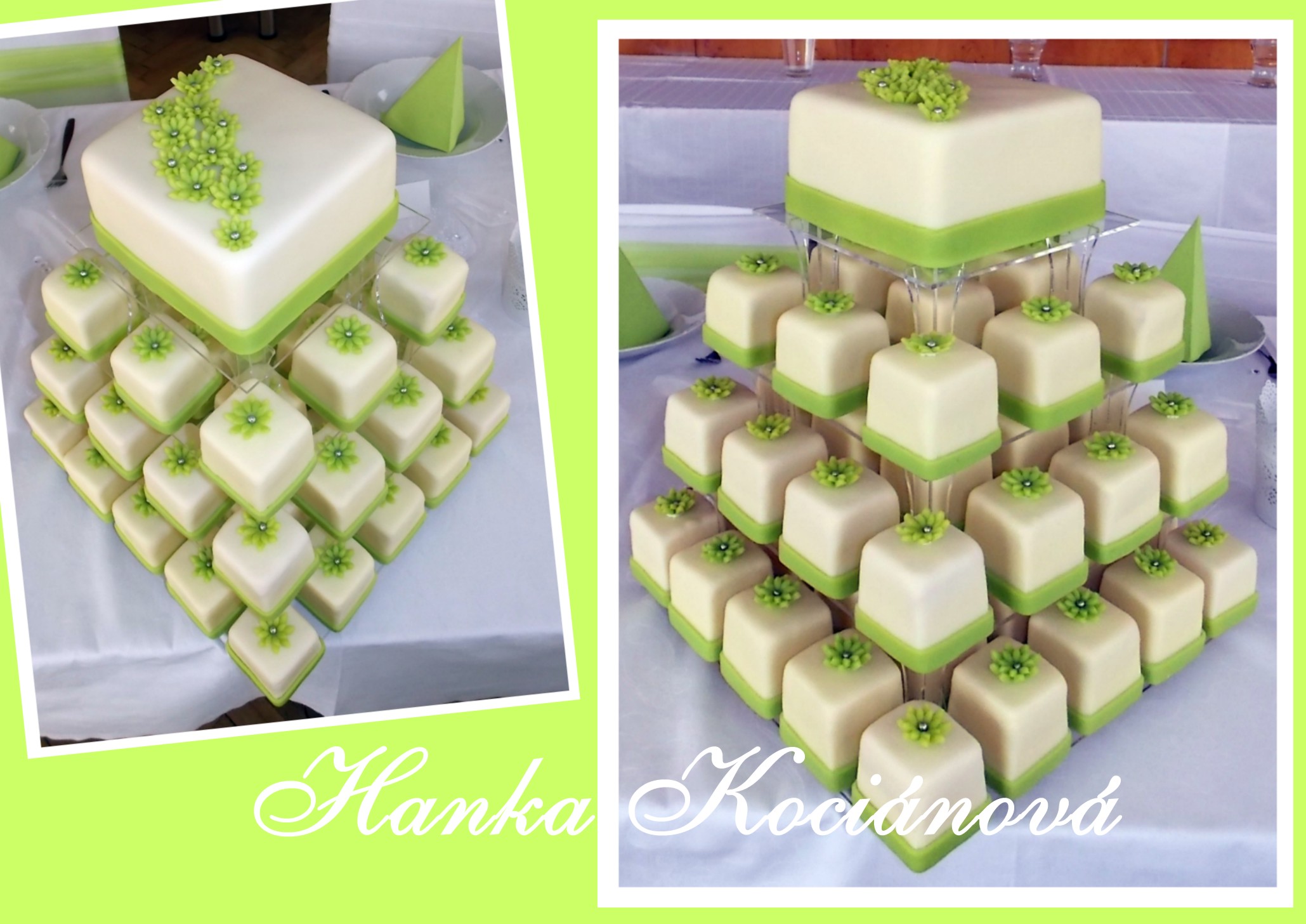 svastební mini dortíky - zelené
